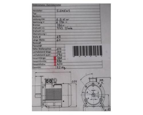 Elektromotor 2,2 kW 945 U/min von Siemens – 1LC3113-6AA40 - Bild 12