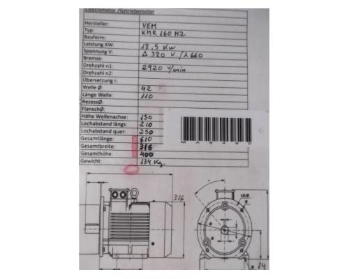 Elektromotor 18,5 kW 2920 U/min von VEM – KMR 160 M2 - Bild 5