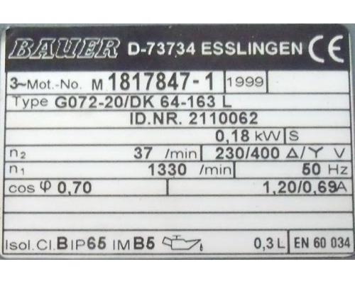 Getriebemotor 0,18 kW 37 U/min von BAUER – G072-20/DK 64-163 L - Bild 3