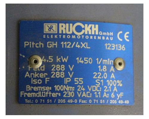 Servomotor 4,5 kW 1450 U/min von Ruckh – Pitch GH 112/4XL - Bild 5