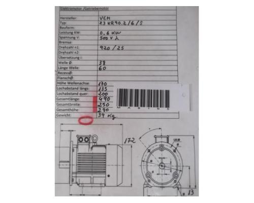 Getriebemotor 0,6 kW 25 U/min von VEM – Z3KR90,2/6/S - Bild 5