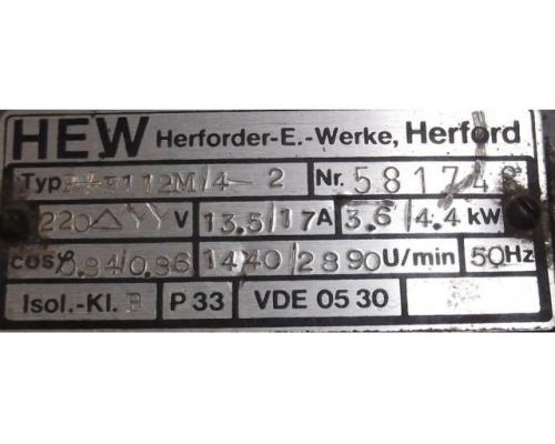 Elektromotor 3,6/4,4 kW 1440/2890 U/min von HEW – R+F112M/4-2 - Bild 4