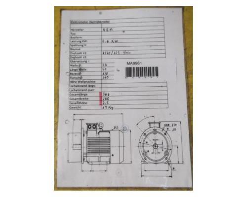 Getriebemotor 0,6 kW 125 U/min von VEM – Z1KR80,1/4/S - Bild 5