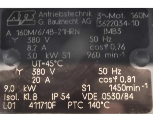 Elektromotor 3/9 kW 960/1450 U/min von ATB – A160M/6/4B-21HRN - Bild 4