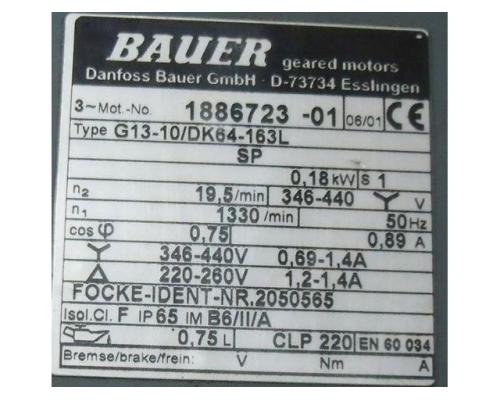 Getriebemotor 0,18 kW 19,5 U/min von BAUER – G13-10/DK 64-163 L - Bild 3