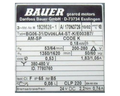 Getriebemotor 0,18 kW 53 U/min von BAUER – BG06-31 - Bild 3