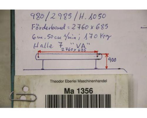 Förderband 6,5 m/min Edelstahl von unbekannt – 2760 x 685 mm - Bild 10