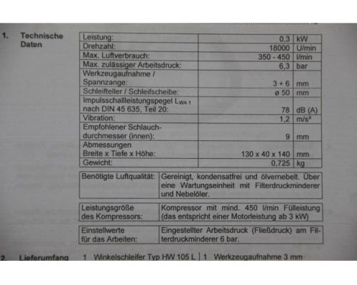 pneumatischer Winkelschleifer von Schneider – HW 105 L - Bild 5