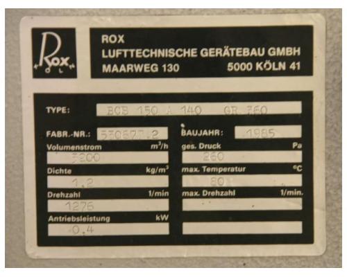 Staubabsauggebläse 0,4 kW von Rox – BCS 150 A 140 GR 360 - Bild 5