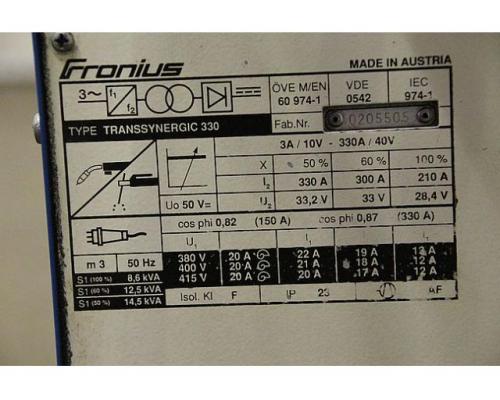 Schutzgasschweißgerät 330 A von Oerlikon Fronius – Transsynergic 330 - Bild 13