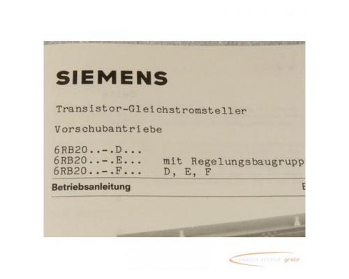 Siemens 6RB20 .. - D / 6RB20 .. - E / 6RB20 .. - F Transistor Gleichstromsteller Vorschubantriebe mi - Bild 2