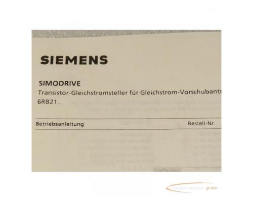 Siemens 6RB21 .. Simodrive Transistor Gleichstromsteller für Gleichstrom Vorschubantriebe Betriebsan - Bild 2