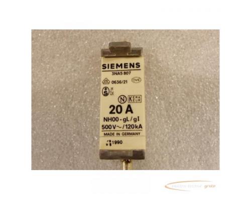 Siemens 3NA5807 Sicherung NH00 - gL / gI 20A 500V 120kA - ungebraucht - - Bild 2