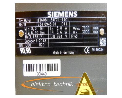 Siemens 1FT6081-8AF71-1AG1 Drehstrom-Servomotor - mit 12 Monaten Gewährleistung! - - Bild 4