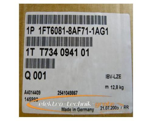 Siemens 1FT6081-8AF71-1AG1 Drehstrom-Servomotor - mit 12 Monaten Gewährleistung! - - Bild 2