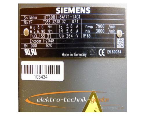 Siemens 1FT6081-8AF71-1AG1 Drehstrom-Servomotor - mit 12 Monaten Gewährleistung! - - Bild 4