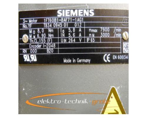 Siemens 1FT6081-8AF71-1AG1 Drehstrom-Servomotor - mit 12 Monaten Gewährleistung! - - Bild 4