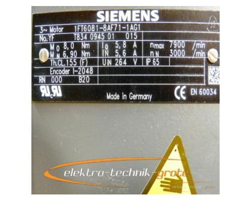 Siemens 1FT6081-8AF71-1AG1 Drehstrom-Servomotor - mit 12 Monaten Gewährleistung! - - Bild 4