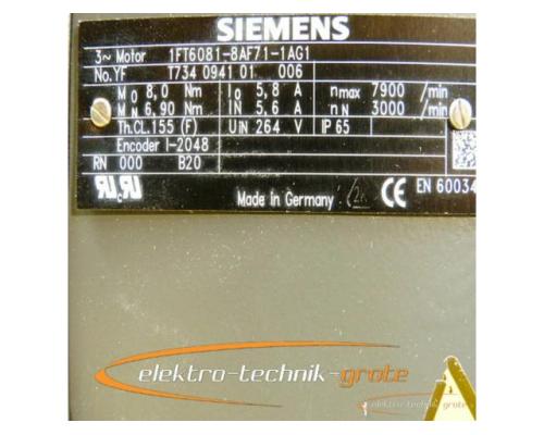 Siemens 1FT6081-8AF71-1AG1 Drehstrom-Servomotor - mit 12 Monaten Gewährleistung! - - Bild 4