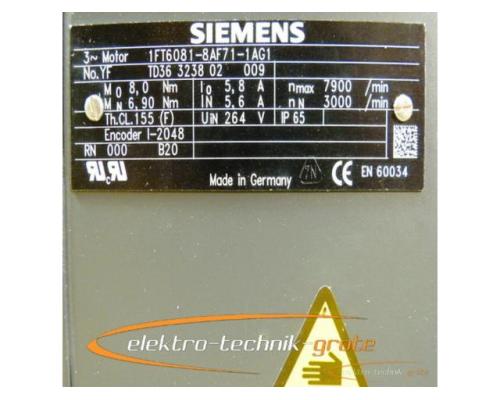 Siemens 1FT6081-8AF71-1AG1 Drehstrom-Servomotor - mit 12 Monaten Gewährleistung! - - Bild 4