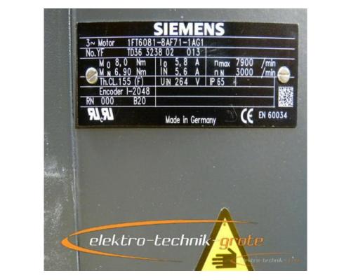 Siemens 1FT6081-8AF71-1AG1 Drehstrom-Servomotor - mit 12 Monaten Gewährleistung! - - Bild 4