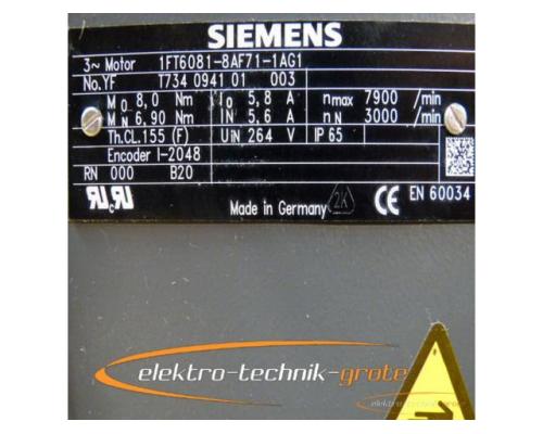 Siemens 1FT6081-8AF71-1AG1 Drehstrom-Servomotor - mit 12 Monaten Gewährleistung! - - Bild 4