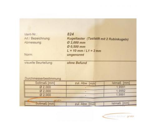 Messwelk Kugeltaster Ø 2.0 / 0.5 mm L = 10 mm - ungebraucht! - - Bild 2