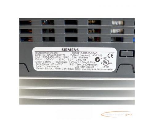 Siemens 6SE6410-2BB15-5BA0 MICROMASTER 410 SN:XAU405-000770 - ungebraucht! - - Bild 5