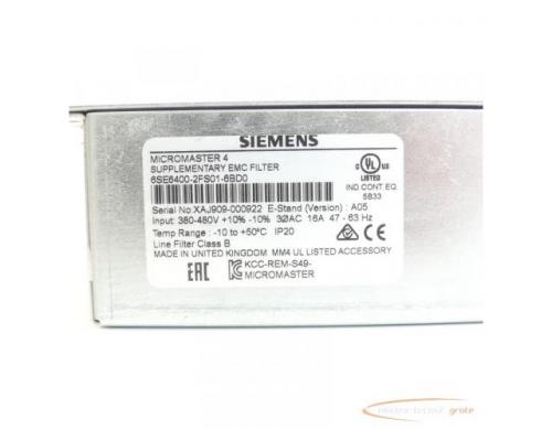 Siemens 6SE6400-2FS01-6BD0 EMC Zusatzfilter E Stand A05 SN:XAJ909-000922 - Bild 3