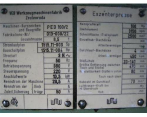 WMW-ZEULENRODA Doppelständerexzenterpresse PED 100/II - Bild 6