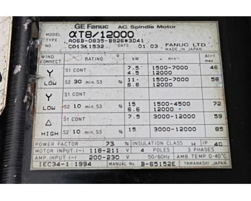 FANUC Servomotor αT8/12000 A06B-0835-B926#3D41 - Bild 2