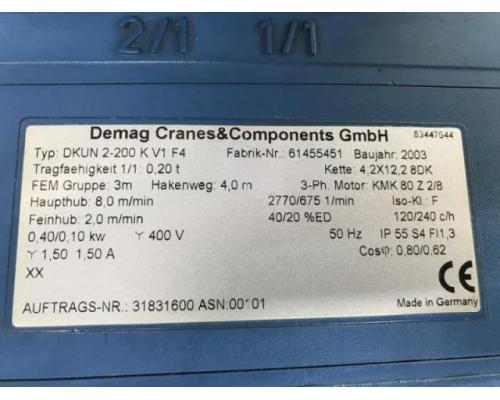 DEMAG DKUN 2-200 K V1 F4 E-Kettenzug, Elektro Hubwerk, Kran - Bild 6