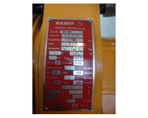 HADEF MB 62/69 E-Kettenzug, Elektro Hubwerk, Kran - Bild 2