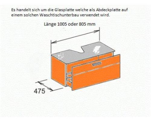 KEUCO vermutlich aus der Edition 200 200 Stück = 1 Posten Glasplatte für Waschtisch Unt - Bild 1