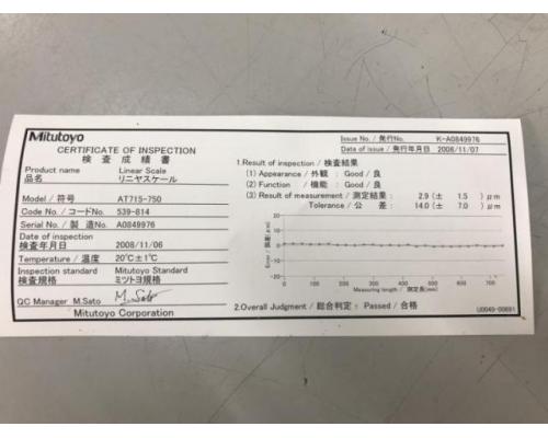 MITUTOYO AT 715-750 Glasmaßstab, inkrementales Längenmesssystem, Linea - Bild 6