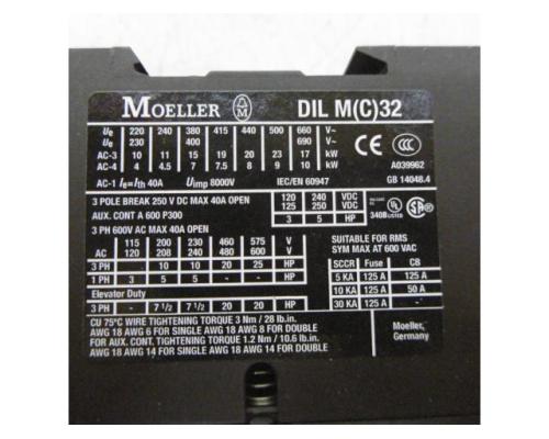 MOELLER / EATON DIL M32-01 / ZB32-24 Leistungsschütz, Lastschütz, Luftschütz, Schütz, L - Bild 4