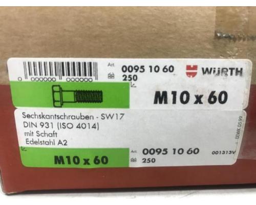 WÜRTH M10 x 60 mm 100 Stück Sechskantschrauben mit Teilgewinde Edels - Bild 4