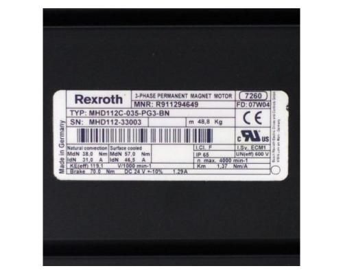 Rexroth Servomotor R911294649 MHD112C-035-PG3-BN - Bild 2