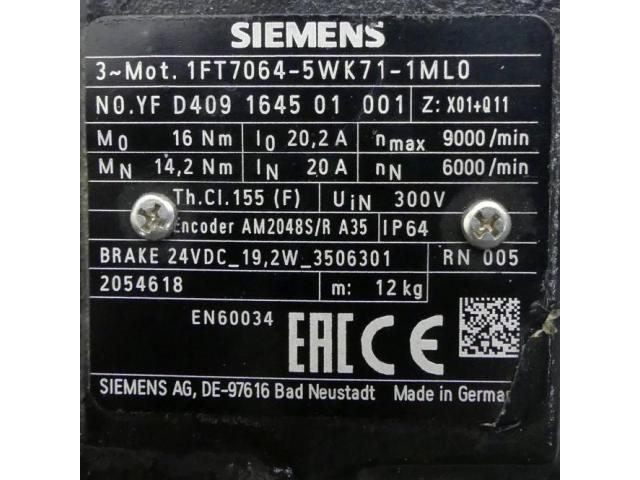 Serwomotor Siemens 1FT7064-5WK71-1ML0 - 2